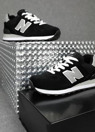 Женские кроссовки new balance 574 чёрные серая n8 фото