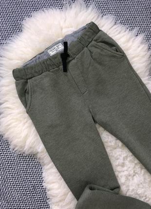 Спортивные прогулочные штаны хаки брюки утеплённые манжеты флис3 фото