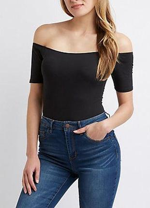 Боди, комбидрес , c оголенными плечами, в рубчик, рукав 3/4