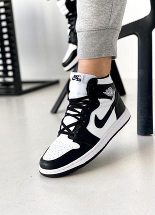 Мужские трендовые высокие кроссовки nike air jordan 1 retro чёрно-белые