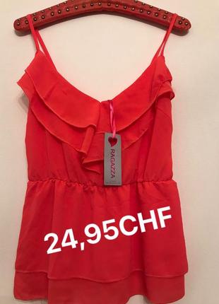 Ярусная блузка на бретельках.,волан