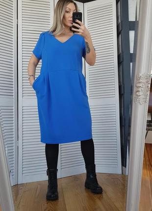 Синее платье строгого силуэта plus size 5