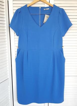 Синее платье строгого силуэта plus size 9