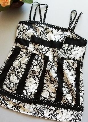 Топ в черно-белые цветы next. размер s