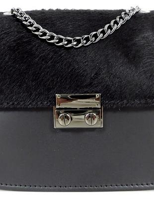 Сумочка жіноча з натуральної шкіри pony. італія. чорна