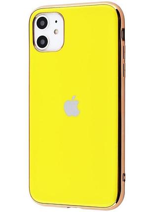 Чохол silicone glass case iphone 11 (yellow)