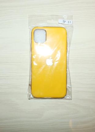 Чехол  silicone glass case iphone 11 (yellow)2 фото