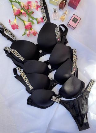Комплект белье со стразами swarovski ліф 75с,34c,70c лиф бюст бра от victoria's secret