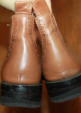 Кожаные ботинки туфли броги оксфорды коричневые женские 38р.7 фото