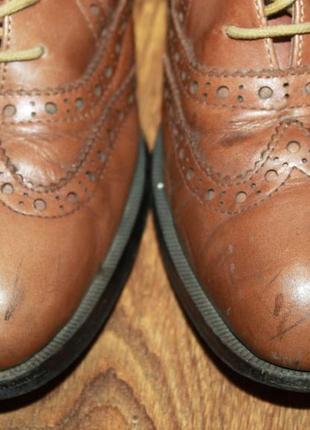 Кожаные ботинки туфли броги оксфорды коричневые женские 38р.6 фото