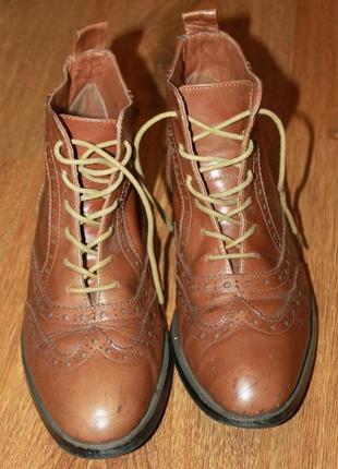 Кожаные ботинки туфли броги оксфорды коричневые женские 38р.2 фото