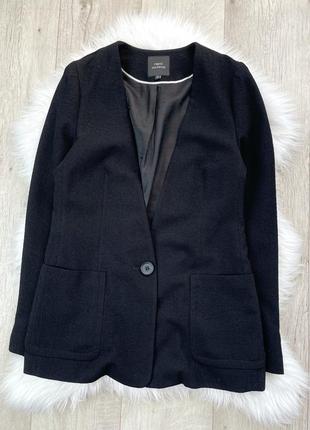 Чёрный фактурный удлинённый жакет пиджак 1+1=3