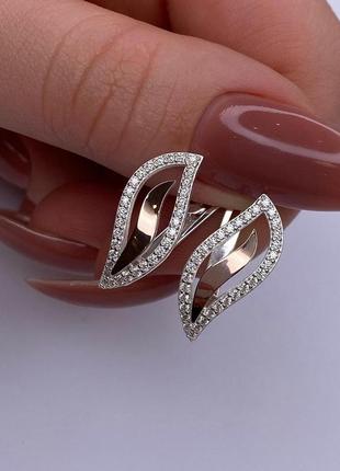 Срібні сережки з золотими накладками, 925, срібло