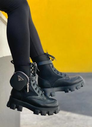 Черевики prada ankle pouch combat boots прада черевики жіночі