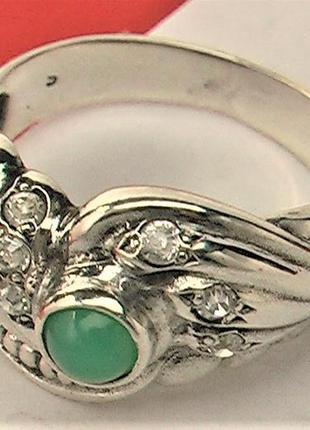 Кольцо перстень серебро ссср 925 проба 4,26 грамма размер 17,5 камень хризопраз