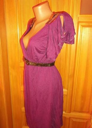 Платье стильное вискоза фиолетовое по плечам паетки р.s - m- 10-38 - atmosphere3 фото
