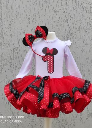 Костюм мини мауса на 1 рік красное платье в стиле мини мауса фатиновая юбка