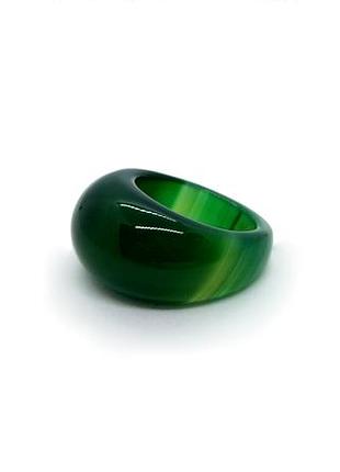 🔺🍀💚 кольцо перстень р.19 цельный натуральный камень темно-зеленый агат