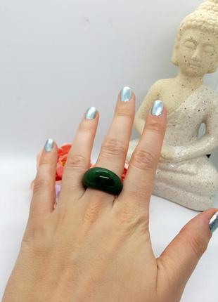 🍀💚 кільце перстень р. 19 цілісний натуральний камінь темно-зелений агат7 фото