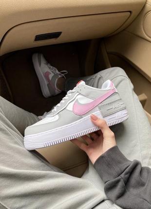 Женские стильные весенние кроссовки nike air force shadow pink/grey5 фото