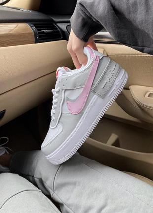 Женские стильные весенние кроссовки nike air force shadow pink/grey8 фото