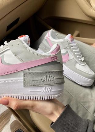 Женские стильные весенние кроссовки nike air force shadow pink/grey10 фото