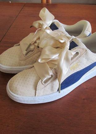 Кроссовки puma basket heart denim oatmeal twilight blue2 фото