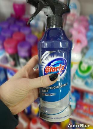 Glorix hygienic spray bleek отбеливающий очищающий спрей для ванной туалета душа плитки2 фото