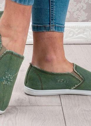 Женские слипоны. зеленые