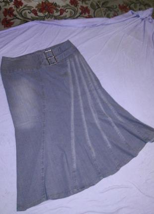 Джинсовая,стрейч,длинная,серая юбка,большого размера,blanche porte,франция4 фото