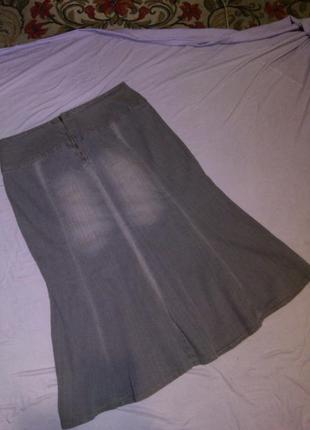 Джинсовая,стрейч,длинная,серая юбка,большого размера,blanche porte,франция6 фото