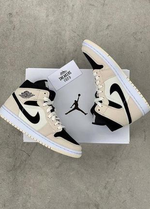 Женские кроссовки air jordan 1 mid beige black| 36-40.1 фото