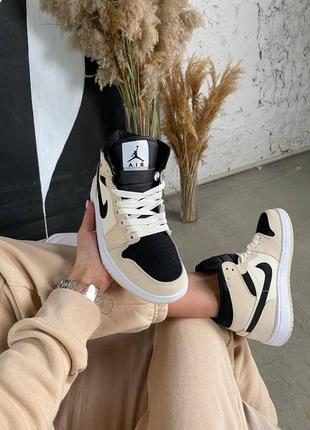 Женские кроссовки air jordan 1 mid beige black| 36-40.2 фото