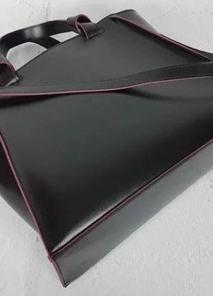 Женская кожаная сумка из натуральной кожи черная5 фото