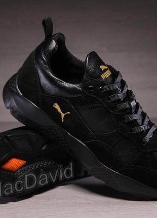 Кроссовки мужские кожаные puma x-ray black leather & suede6 фото