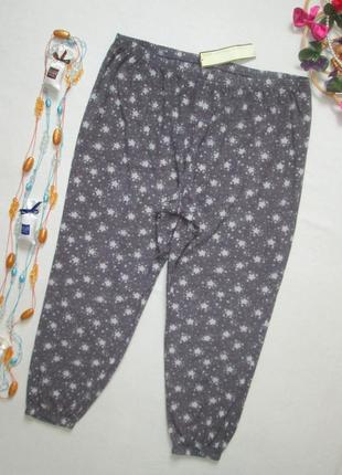 Суперовые флисовые домашние пижамные штаны батал принт звезды высокая посадка m&s.