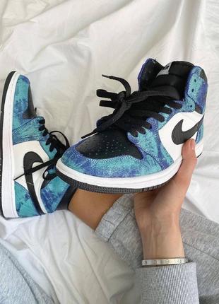 Женские стильные весенние кроссовки nike air jordan 1 tie dye2 фото