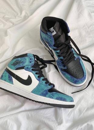 Женские стильные весенние кроссовки nike air jordan 1 tie dye6 фото