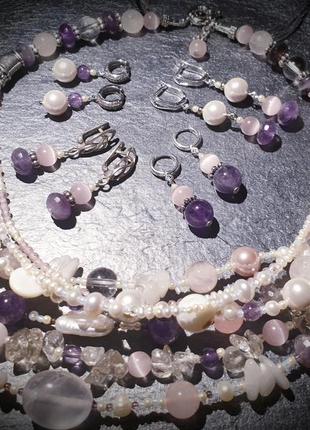 Авторское ожерелье из натуральных камней "цветение сакуры"🌸🙏💮2 фото