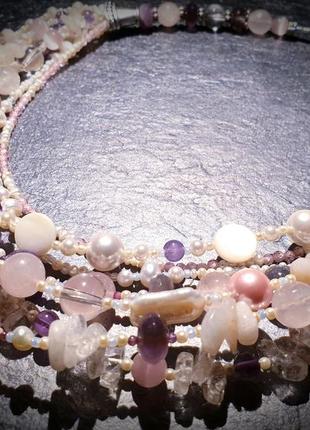 Авторское ожерелье из натуральных камней "цветение сакуры"🌸🙏💮1 фото