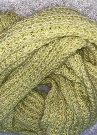 Салатовий,зелений шарф хомут велика в'язка6 фото