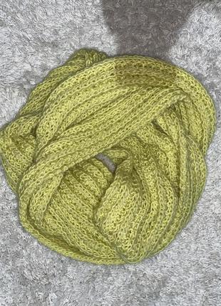 Салатовий,зелений шарф хомут велика в'язка2 фото