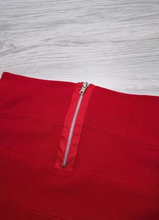 Красная бандажная мини юбка5 фото