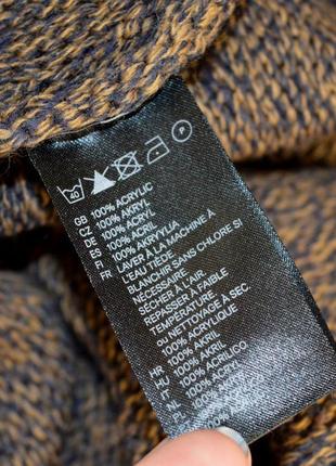 Брендовое вязаное пончо с горловиной и поясом h&m индонезия акрил этикетка7 фото