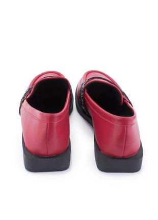 Стильные красные туфли лоферы мокасины низкий ход5 фото