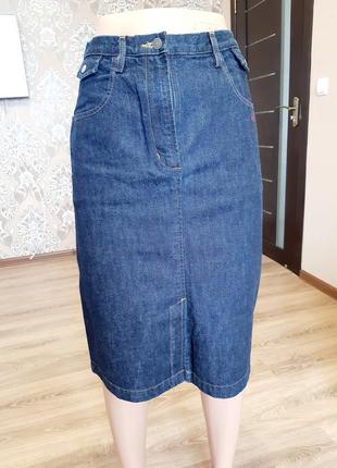 Джинсовая юбка котон миди карандаш джинс высокая посадка tom tailor1 фото