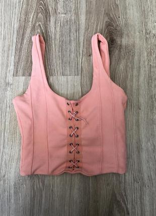 Bershka pink top торте бершка розовый на шнуровке майка как корсет