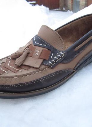 Кожаные туфли мокасины мужские слипоны, сделаны в португалии - 29 см.