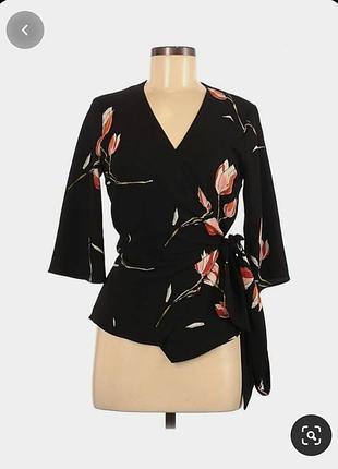 Блуза на запах с принтом zara🌸🌸🌸