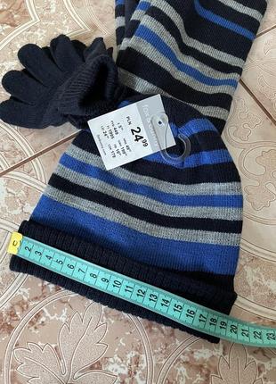 Набор на флисовой подкладке для мальчика 1-2 года  указан размер с /шапка шарф перчатки4 фото